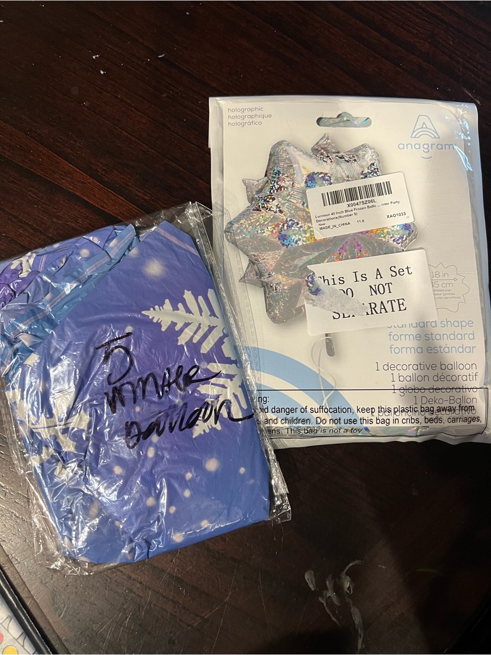 Frozen winter snowflake and 5 number balloon bundle